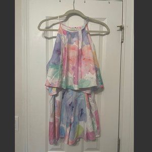 L'ATISTE BY AMY Watercolor Flower Romper - Size Medium